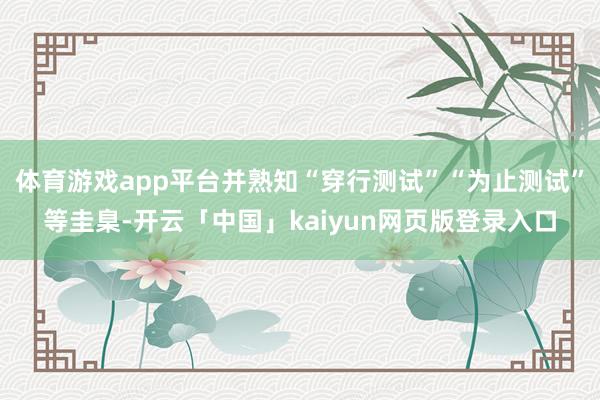 体育游戏app平台并熟知“穿行测试”“为止测试”等圭臬-开云「中国」kaiyun网页版登录入口