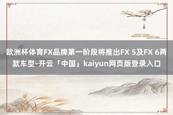 欧洲杯体育FX品牌第一阶段将推出FX 5及FX 6两款车型-