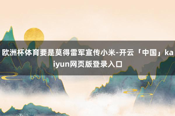 欧洲杯体育要是莫得雷军宣传小米-开云「中国」kaiyun网页版登录入口
