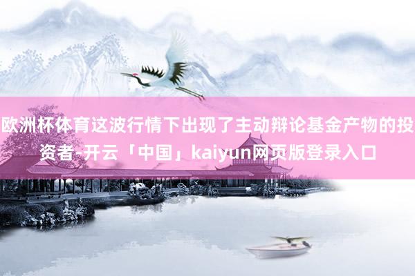 欧洲杯体育这波行情下出现了主动辩论基金产物的投资者-开云「中国」kaiyun网页版登录入口