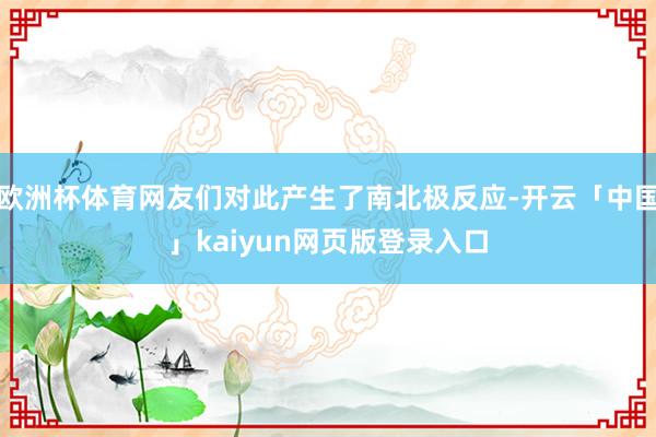 欧洲杯体育网友们对此产生了南北极反应-开云「中国」kaiyun网页版登录入口