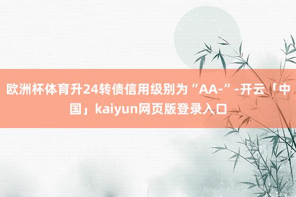 欧洲杯体育升24转债信用级别为“AA-”-开云「中国」kaiyun网页版登录入口