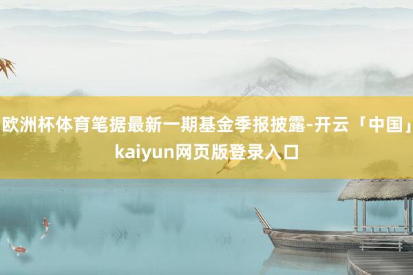 欧洲杯体育笔据最新一期基金季报披露-开云「中国」kaiyun