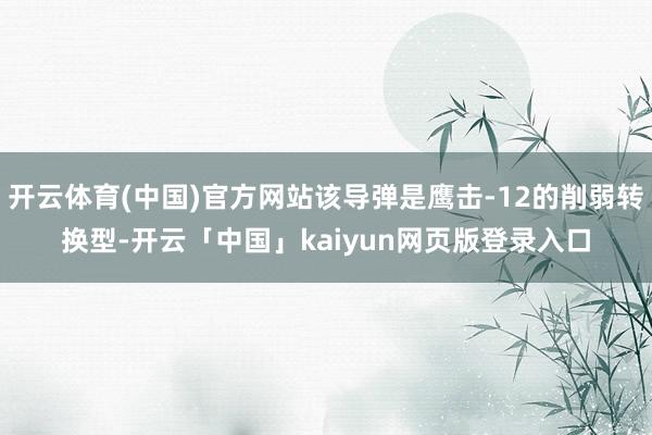 开云体育(中国)官方网站该导弹是鹰击-12的削弱转换型-开云