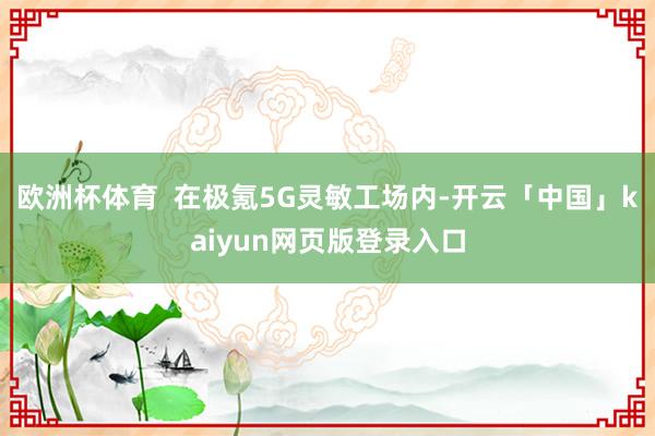 欧洲杯体育  在极氪5G灵敏工场内-开云「中国」kaiyun