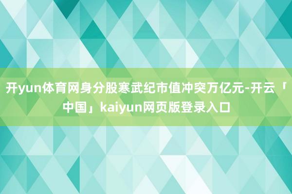 开yun体育网身分股寒武纪市值冲突万亿元-开云「中国」kai